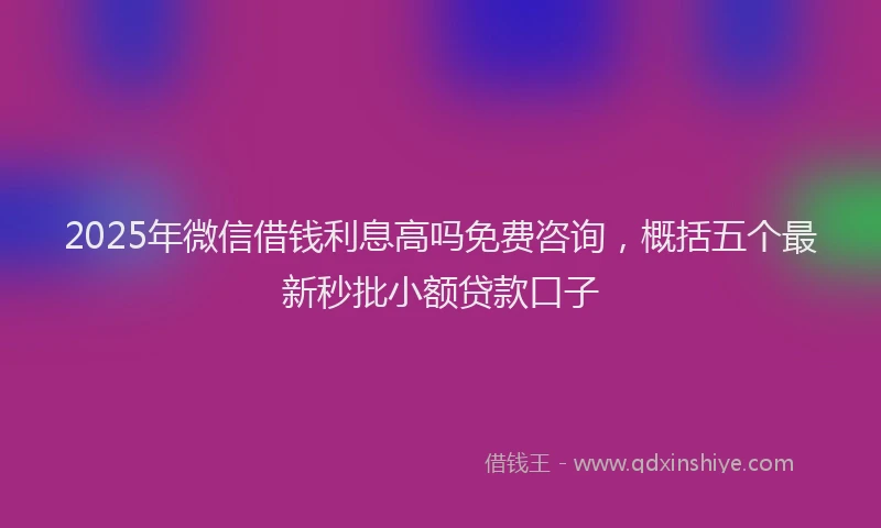 2025年微信借钱利息高吗免费咨询，概括五个最新秒批小额贷款口子