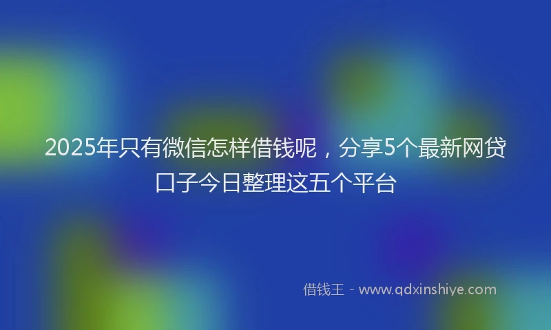 2025年只有微信怎样借钱呢，分享5个最新网贷口子今日整理这五个平台