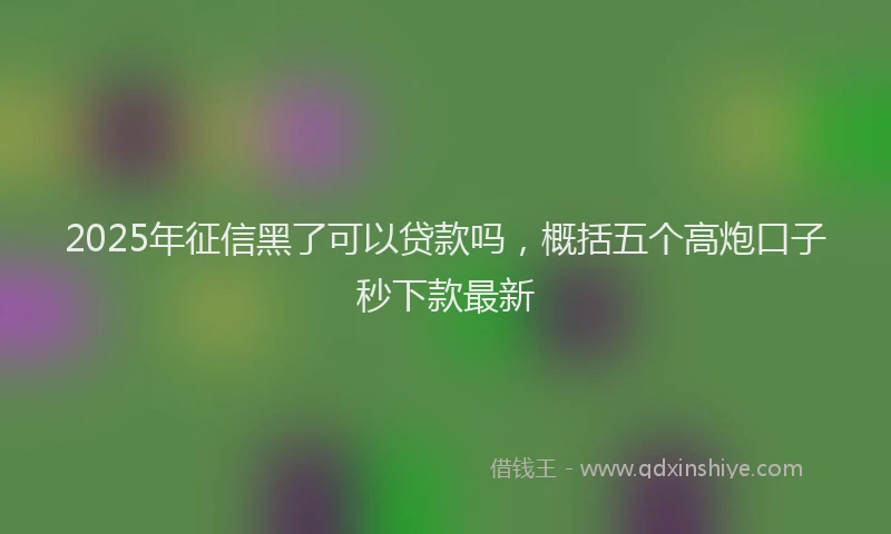 2025年征信黑了可以贷款吗，概括五个高炮口子秒下款最新