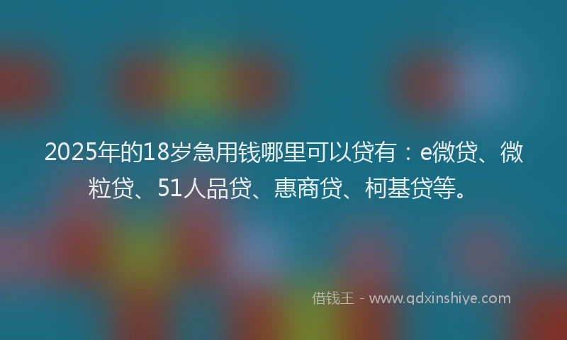 2025年的18岁急用钱哪里可以贷有：e微贷、微粒贷、51人品贷、惠商贷、柯基贷等。