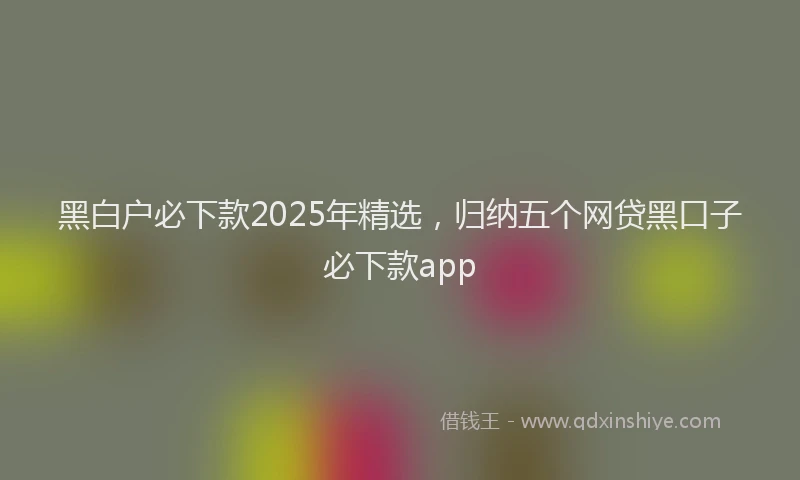 黑白户必下款2025年精选，归纳五个网贷黑口子必下款app