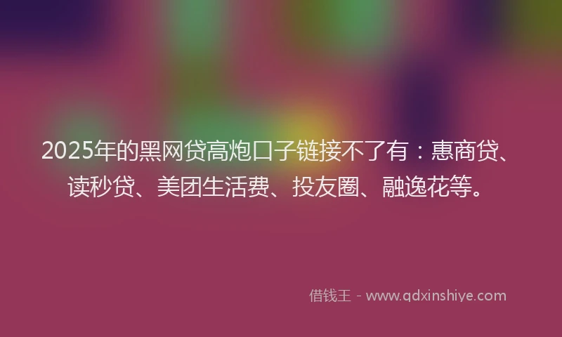 2025年的黑网贷高炮口子链接不了有：惠商贷、读秒贷、美团生活费、投友圈、融逸花等。