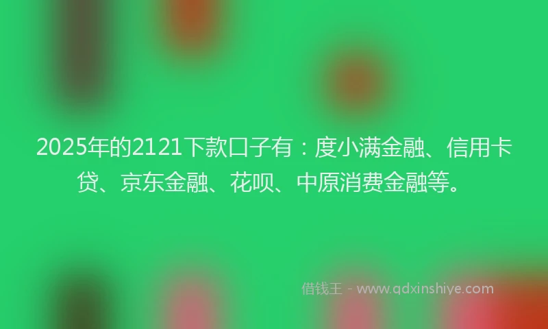 2025年的2121下款口子有：度小满金融、信用卡贷、京东金融、花呗、中原消费金融等。