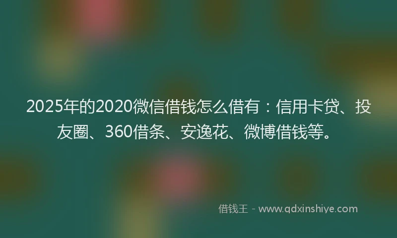 2025年的2020微信借钱怎么借有：信用卡贷、投友圈、360借条、安逸花、微博借钱等。