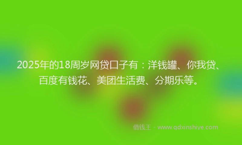 2025年的18周岁网贷口子有：洋钱罐、你我贷、百度有钱花、美团生活费、分期乐等。