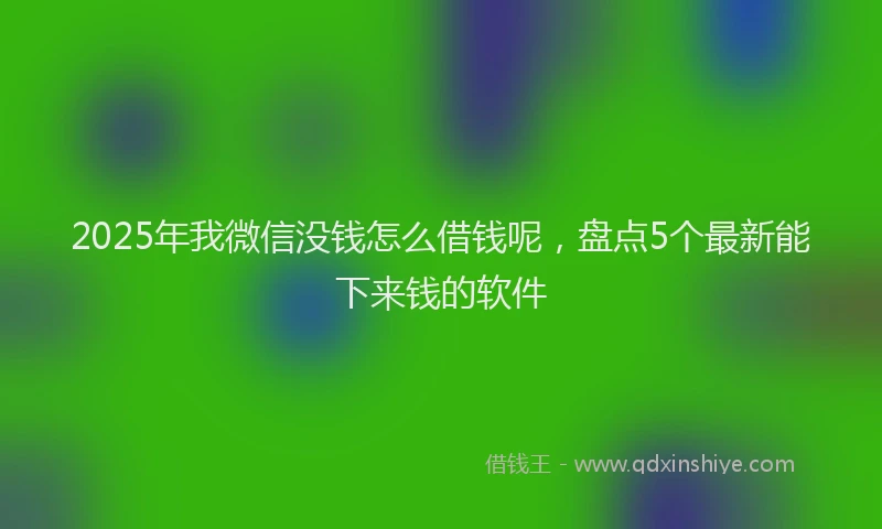 2025年我微信没钱怎么借钱呢，盘点5个最新能下来钱的软件