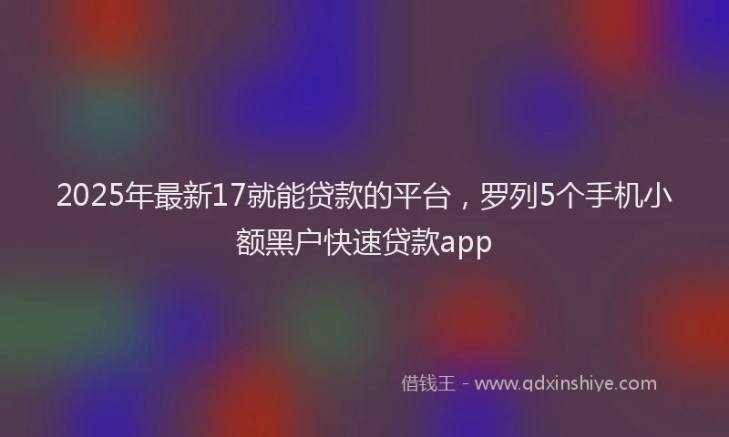 2025年最新17就能贷款的平台，罗列5个手机小额黑户快速贷款app