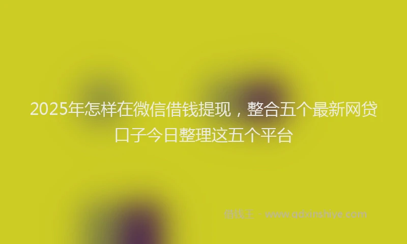 2025年怎样在微信借钱提现，整合五个最新网贷口子今日整理这五个平台