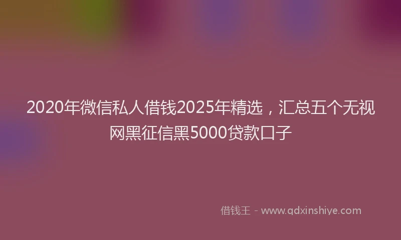 2020年微信私人借钱2025年精选，汇总五个无视网黑征信黑5000贷款口子