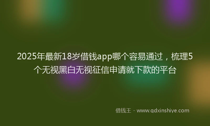 2025年最新18岁借钱app哪个容易通过，梳理5个无视黑白无视征信申请就下款的平台