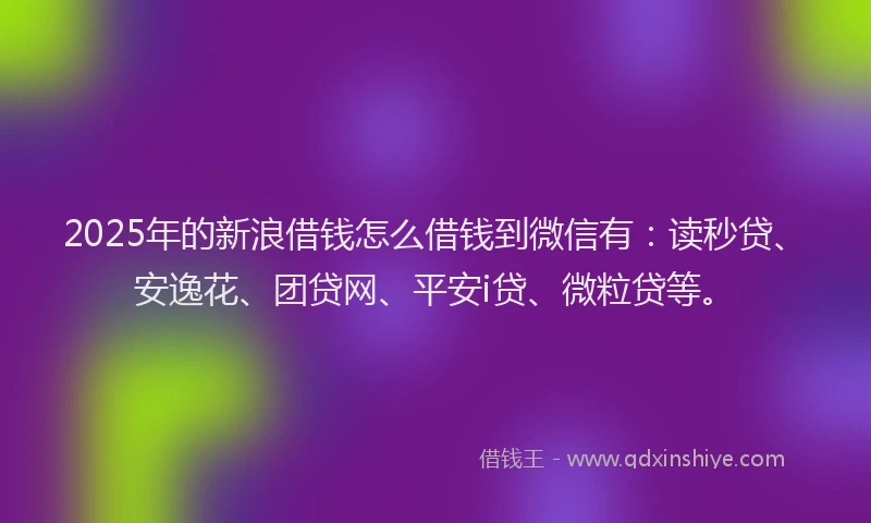 2025年的新浪借钱怎么借钱到微信有：读秒贷、安逸花、团贷网、平安i贷、微粒贷等。