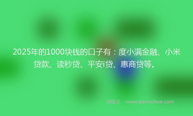 2025年的1000块钱的口子有：度小满金融、小米贷款、读秒贷、平安i贷、惠商贷等。