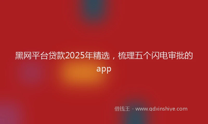 黑网平台贷款2025年精选，梳理五个闪电审批的app