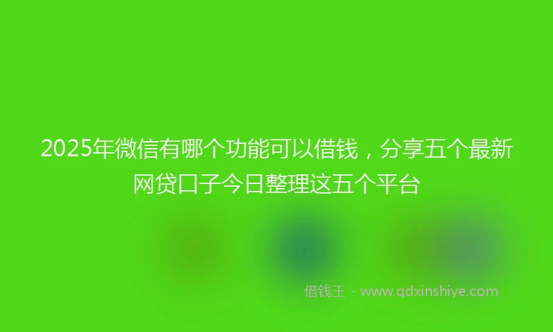 2025年微信有哪个功能可以借钱，分享五个最新网贷口子今日整理这五个平台