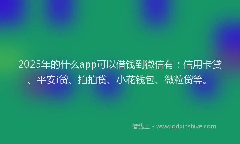 2025年的什么app可以借钱到微信有：信用卡贷、平安i贷、拍拍贷、小花钱包、微粒贷等。