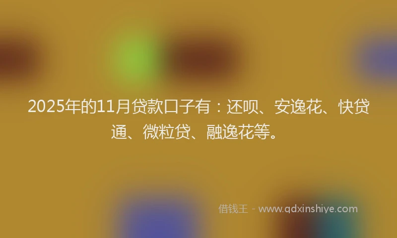 2025年的11月贷款口子有：还呗、安逸花、快贷通、微粒贷、融逸花等。