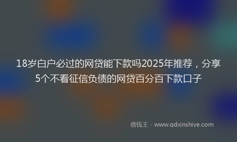 18岁白户必过的网贷能下款吗2025年推荐，分享5个不看征信负债的网贷百分百下款口子