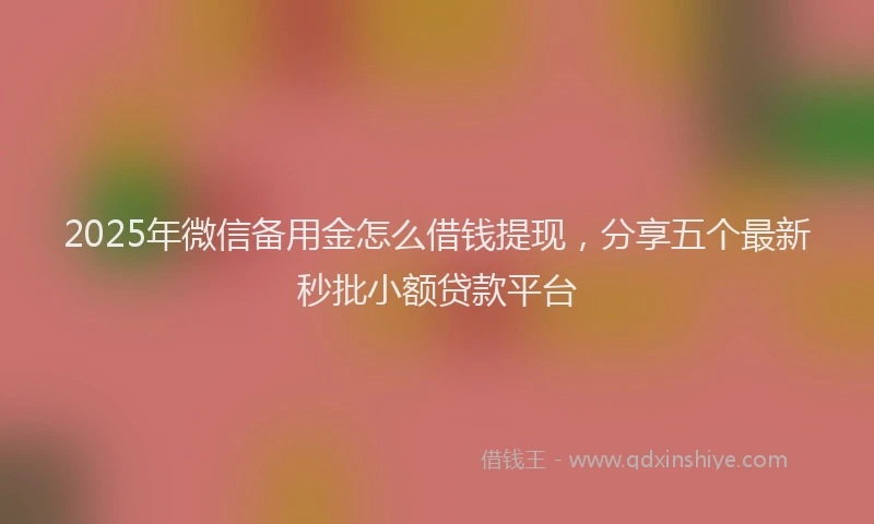 2025年微信备用金怎么借钱提现，分享五个最新秒批小额贷款平台