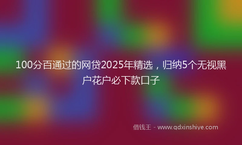 100分百通过的网贷2025年精选，归纳5个无视黑户花户必下款口子