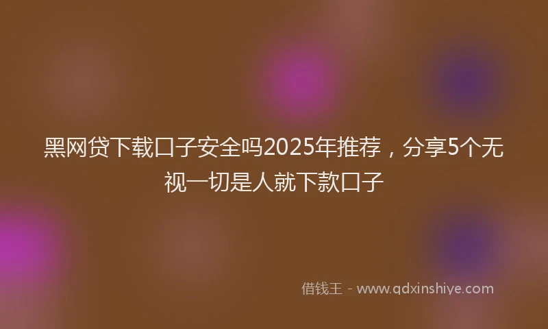 黑网贷下载口子安全吗2025年推荐，分享5个无视一切是人就下款口子