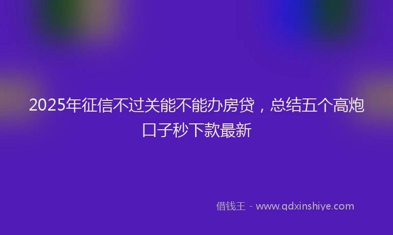 2025年征信不过关能不能办房贷，总结五个高炮口子秒下款最新