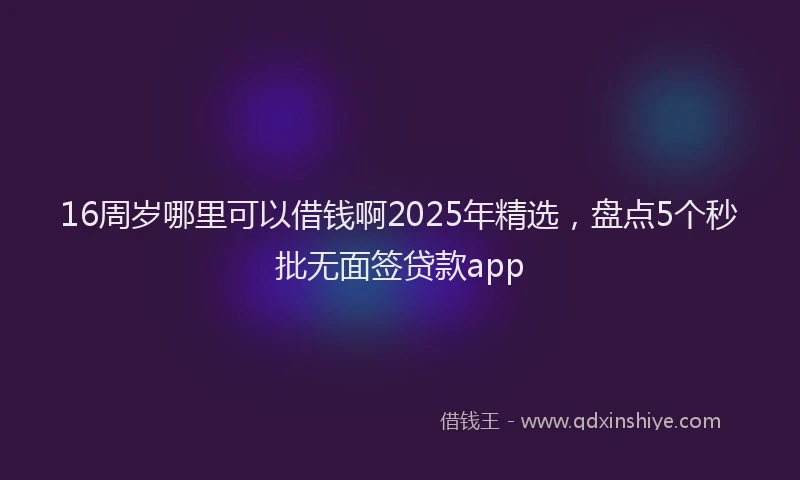 16周岁哪里可以借钱啊2025年精选，盘点5个秒批无面签贷款app