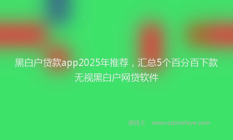 黑白户贷款app2025年推荐，汇总5个百分百下款无视黑白户网贷软件