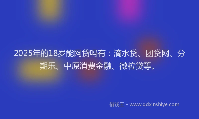 2025年的18岁能网贷吗有：滴水贷、团贷网、分期乐、中原消费金融、微粒贷等。