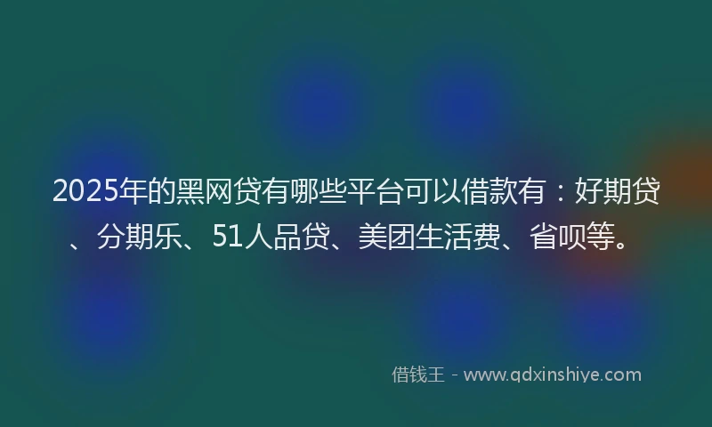 2025年的黑网贷有哪些平台可以借款有：好期贷、分期乐、51人品贷、美团生活费、省呗等。