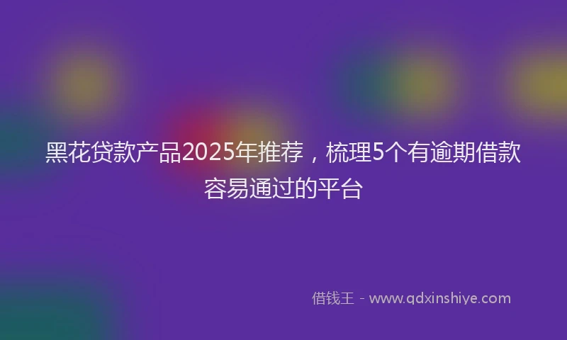 黑花贷款产品2025年推荐，梳理5个有逾期借款容易通过的平台