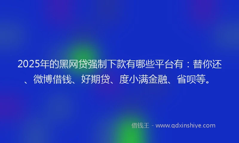 2025年的黑网贷强制下款有哪些平台有：替你还、微博借钱、好期贷、度小满金融、省呗等。