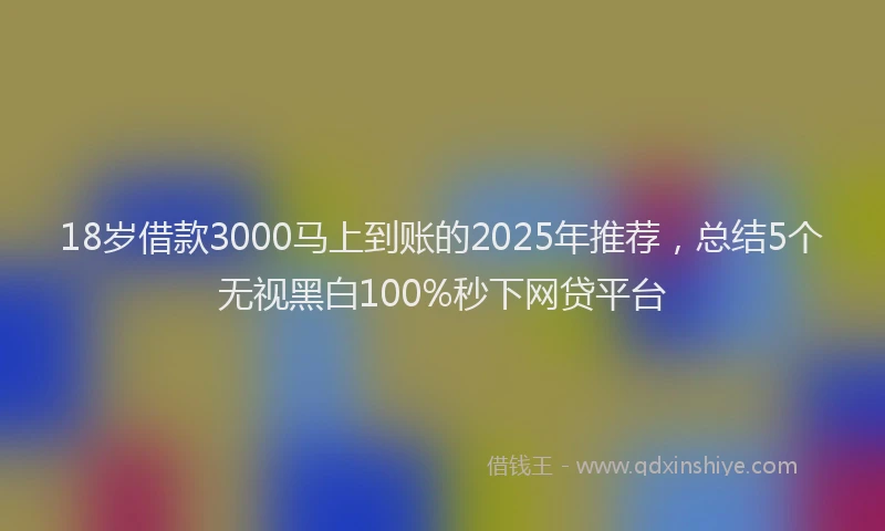 18岁借款3000马上到账的2025年推荐，总结5个无视黑白100%秒下网贷平台