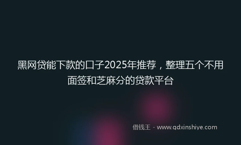 黑网贷能下款的口子2025年推荐，整理五个不用面签和芝麻分的贷款平台