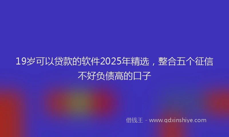 19岁可以贷款的软件2025年精选，整合五个征信不好负债高的口子