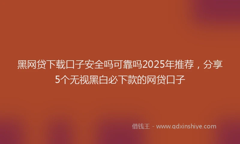 黑网贷下载口子安全吗可靠吗2025年推荐，分享5个无视黑白必下款的网贷口子