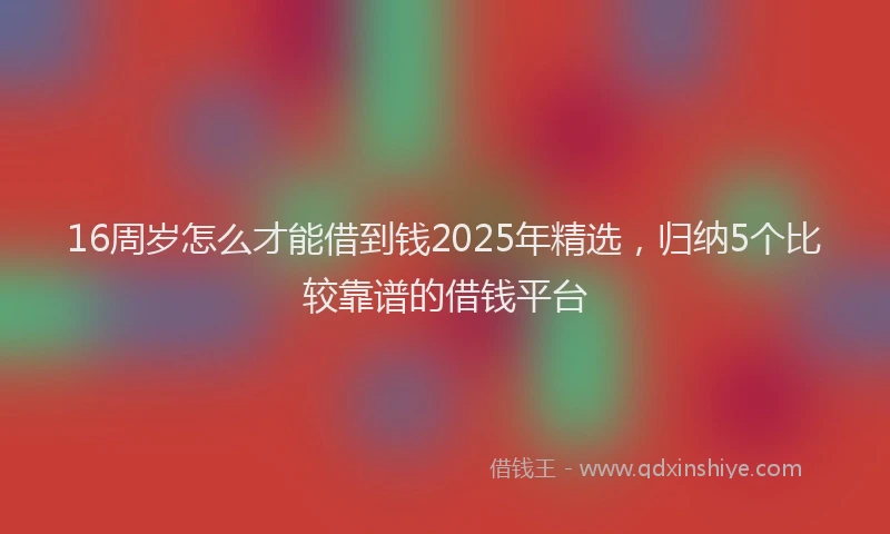 16周岁怎么才能借到钱2025年精选，归纳5个比较靠谱的借钱平台