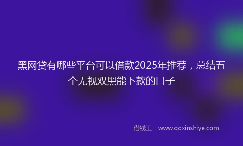 黑网贷有哪些平台可以借款2025年推荐，总结五个无视双黑能下款的口子
