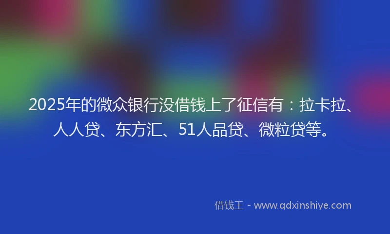 2025年的微众银行没借钱上了征信有：拉卡拉、人人贷、东方汇、51人品贷、微粒贷等。