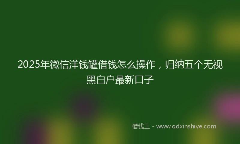 2025年微信洋钱罐借钱怎么操作，归纳五个无视黑白户最新口子