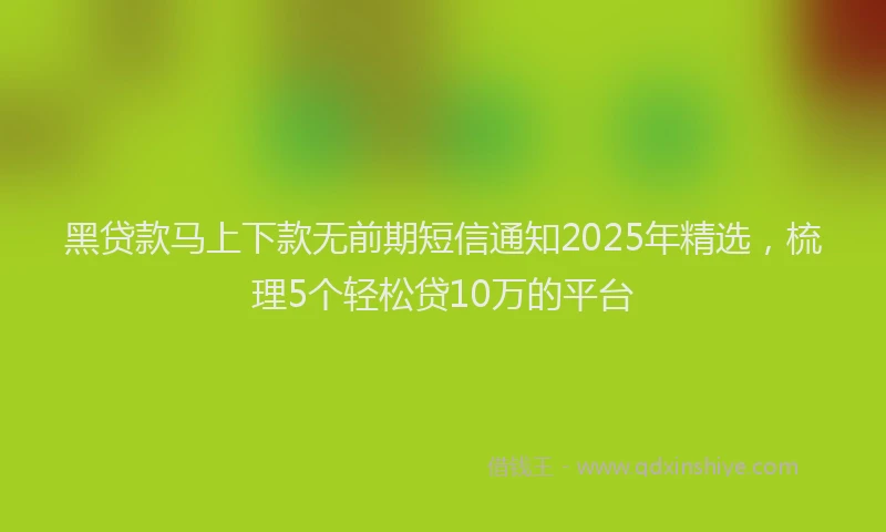 黑贷款马上下款无前期短信通知2025年精选，梳理5个轻松贷10万的平台