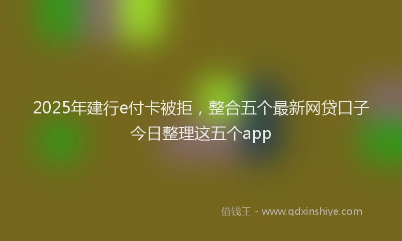 2025年建行e付卡被拒，整合五个最新网贷口子今日整理这五个app