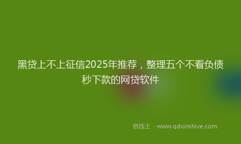 黑贷上不上征信2025年推荐，整理五个不看负债秒下款的网贷软件