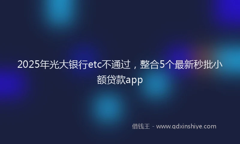 2025年光大银行etc不通过，整合5个最新秒批小额贷款app