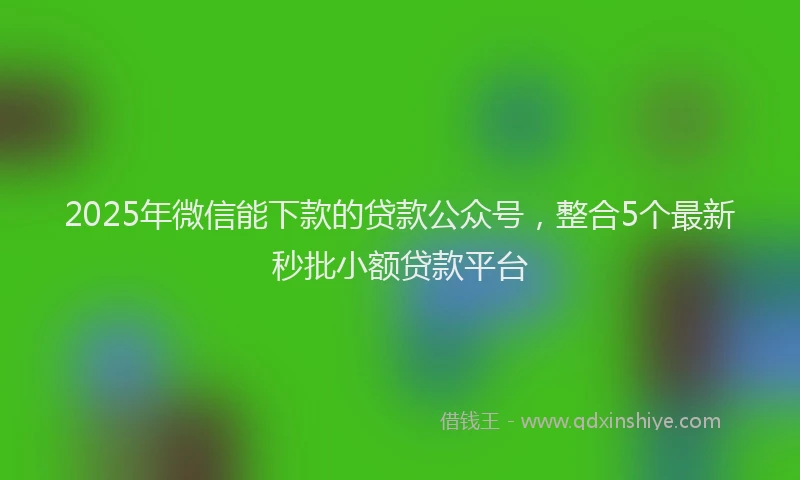 2025年微信能下款的贷款公众号，整合5个最新秒批小额贷款平台