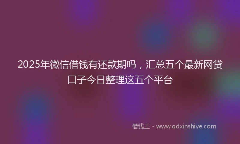 2025年微信借钱有还款期吗，汇总五个最新网贷口子今日整理这五个平台