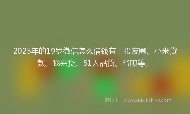 2025年的19岁微信怎么借钱有：投友圈、小米贷款、我来贷、51人品贷、省呗等。