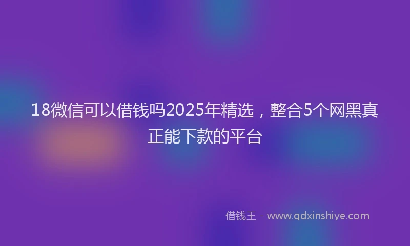 18微信可以借钱吗2025年精选，整合5个网黑真正能下款的平台
