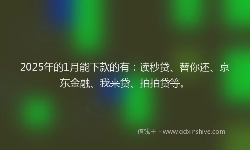 2025年的1月能下款的有：读秒贷、替你还、京东金融、我来贷、拍拍贷等。