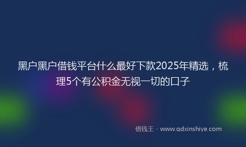 黑户黑户借钱平台什么最好下款2025年精选，梳理5个有公积金无视一切的口子