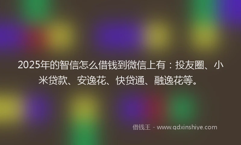 2025年的智信怎么借钱到微信上有：投友圈、小米贷款、安逸花、快贷通、融逸花等。